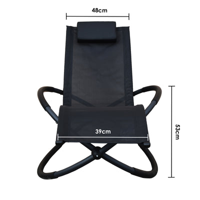 Dealsmate Arcadia Furniture Zero Gravity Portable Foldable Rocking Chair Recliner Lounge - Black