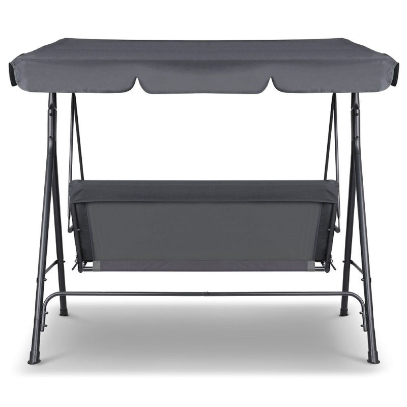 Dealsmate Milano Outdoor Swing Bench Seat Chair Canopy Furniture 3 Seater Garden Hammock - Grey