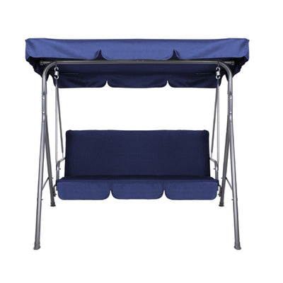Dealsmate Milano Outdoor Swing Bench Seat Chair Canopy Furniture 3 Seater Garden Hammock - Dark Blue