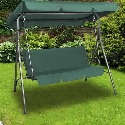 Dealsmate Milano Outdoor Swing Bench Seat Chair Canopy Furniture 3 Seater Garden Hammock - Dark Green