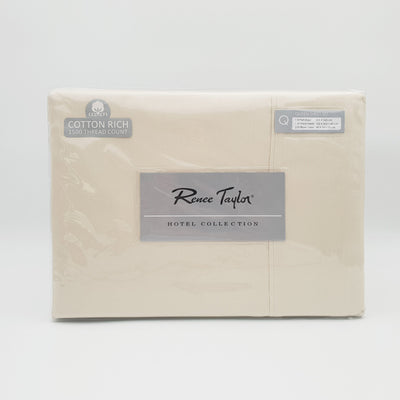 Dealsmate Renee Taylor 1500 Thread Count Pure Soft Cotton Blend Flat & Fitted Sheet Set Ivory Queen