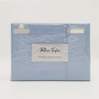 Dealsmate Renee Taylor 1500 Thread Count Pure Soft Cotton Blend Flat & Fitted Sheet Set Indigo King