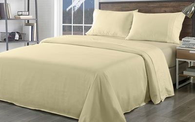 Dealsmate Royal Comfort Bamboo Blend Sheet Set 1000TC and Bamboo Pillows 2 Pack Ultra Soft - King - Ivory