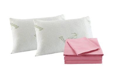 Dealsmate Royal Comfort Bamboo Blend Sheet Set 1000TC and Bamboo Pillows 2 Pack Ultra Soft - King - Blush
