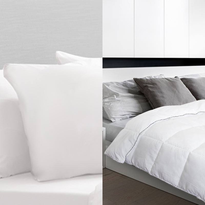 Dealsmate 250GSM Bamboo Blend Quilt With 1100GSM Hotel Pillow Bedding Set - Queen