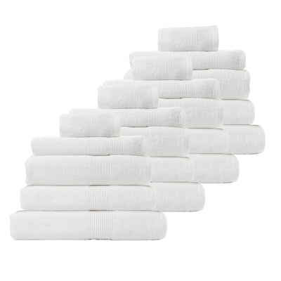 Dealsmate Royal Comfort 20 Piece Cotton Bamboo Towel Bundle Set 450GSM Luxurious Absorbent - White