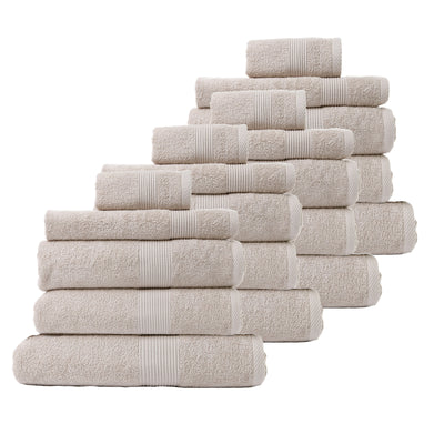 Dealsmate Royal Comfort 20 Piece Cotton Bamboo Towel Bundle Set 450GSM Luxurious Absorbent - Beige