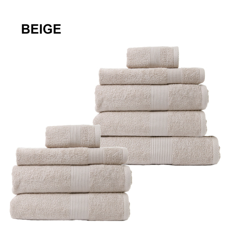Dealsmate Royal Comfort 9 Piece Cotton Bamboo Towel Bundle Set 450GSM Luxurious Absorbent - Beige