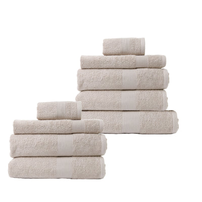 Dealsmate Royal Comfort 9 Piece Cotton Bamboo Towel Bundle Set 450GSM Luxurious Absorbent - Beige