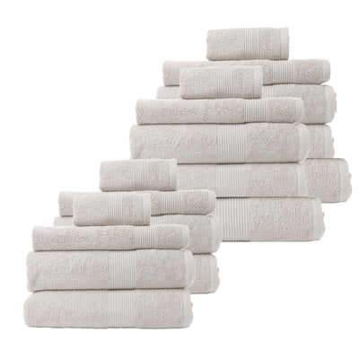 Dealsmate Royal Comfort 18 Piece Cotton Bamboo Towel Bundle Set 450GSM Luxurious Absorbent - Sea Holly