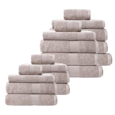 Dealsmate Royal Comfort 18 Piece Cotton Bamboo Towel Bundle Set 450GSM Luxurious Absorbent - Champagne