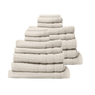 Dealsmate Royal Comfort 16 Piece Egyptian Cotton Eden Towel Set 600GSM Luxurious Absorbent - Beige