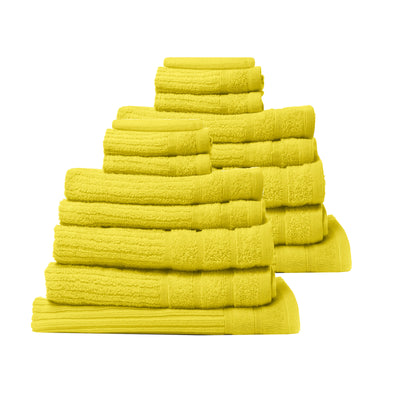 Dealsmate Royal Comfort 16 Piece Egyptian Cotton Eden Towel Set 600GSM Luxurious Absorbent - Yellow