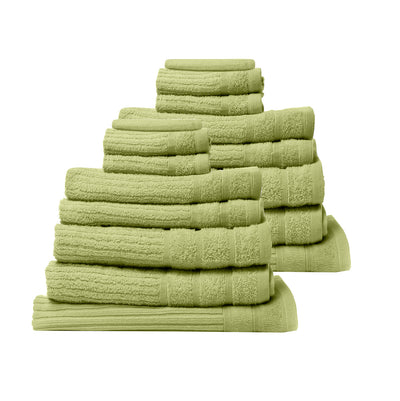 Dealsmate Royal Comfort 16 Piece Egyptian Cotton Eden Towel Set 600GSM Luxurious Absorbent - Spearmint