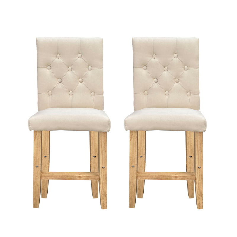 Dealsmate Milano Decor Hamptons Barstool Cream Chairs Kitchen Dining Chair Bar Stool - Two Pack - Cream