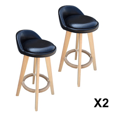 Dealsmate Milano Decor Phoenix Barstool Black Chairs Kitchen Dining Chair Bar Stool - Two Pack - Black