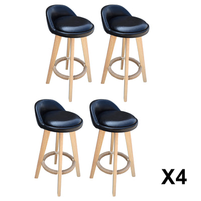 Dealsmate Milano Decor Phoenix Barstool Black Chairs Kitchen Dining Chair Bar Stool - Four Pack - Black