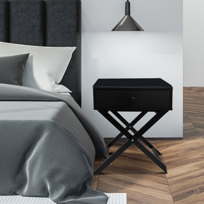 Dealsmate Milano Decor Bedside Table Surry Hills Black Storage Cabinet Bedroom - Two Pack - Black