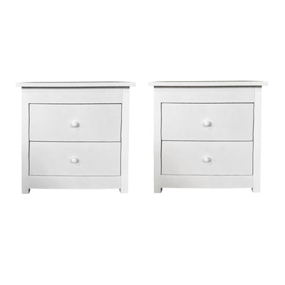 Dealsmate Milano Decor Bedside Table Byron Bay White Storage Cabinet Bedroom - Two Pack - White