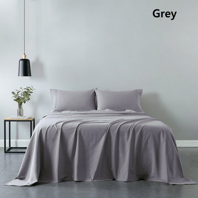 Dealsmate Royal Comfort 100% Cotton Vintage Sheet Set And 2 Duck Feather Down Pillows Set - King - Grey