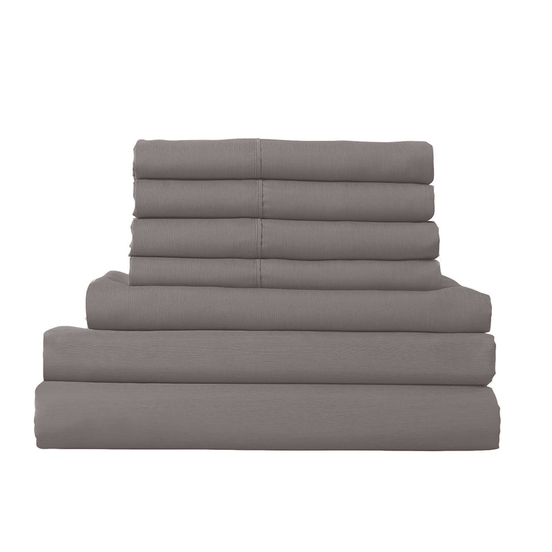 Dealsmate 1500 Thread Count 6 Piece Combo And 2 Pack Duck Feather Down Pillows Bedding Set - Queen - Dusk Grey