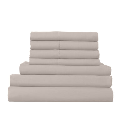 Dealsmate 1500 Thread Count 6 Piece Combo And 2 Pack Duck Feather Down Pillows Bedding Set - Queen - Stone