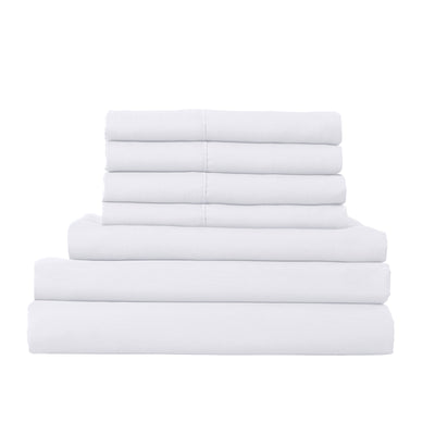 Dealsmate 1500 Thread Count 6 Piece Combo And 2 Pack Duck Feather Down Pillows Bedding Set - Queen - White
