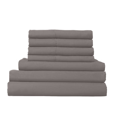 Dealsmate 1500 Thread Count 6 Piece Combo And 2 Pack Duck Feather Down Pillows Bedding Set - King - Dusk Grey