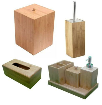Dealsmate Bamboo Ultimate Bathroom Accessory Set