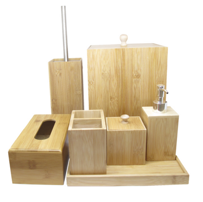 Dealsmate Bamboo Ultimate Bathroom Accessory Set