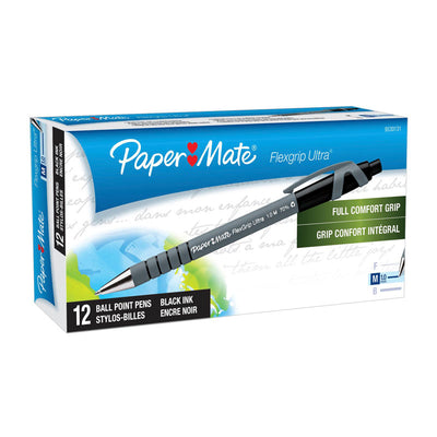 Dealsmate PAPER MATE Flexi Grip Retractable Ball Pen 1.0mm Black Box of 12