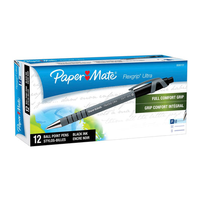 Dealsmate PAPER MATE Flexi Grip Retractable Ball Pen 0.8mm Black Box of 12