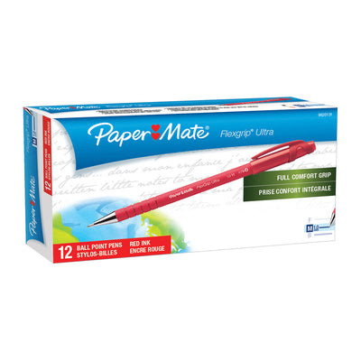 Dealsmate PAPER MATE Flex Grip Ball Pen 1.0mm Red Box of 12