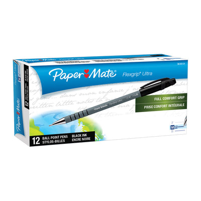 Dealsmate PAPER MATE Flex Grip Ball Pen 1.0mm Black Box of 12