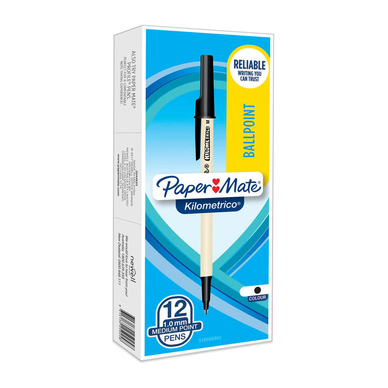 Dealsmate PAPER MATE Kilometrico Ball Pen Black Box of 12