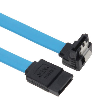Dealsmate ASTROTEK SATA 3.0 Data Cable 50cm Male to Male 180 to 90 Degree with Metal Lock 26AWG Blue LS