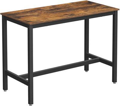 Dealsmate Bar Table with Solid Metal Frame and Wood Look, 120 x 60 x 90 cm 
