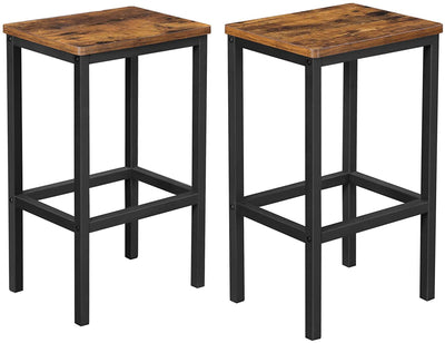 Dealsmate Bar Set Stools of 2 Bar Chairs, Rustic Brown