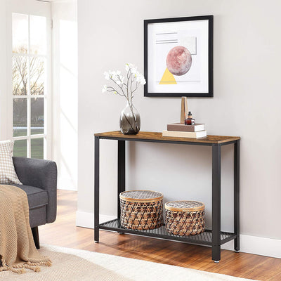 Dealsmate Console Table Metal Frame Rustic Brown
