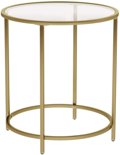 Dealsmate Gold Round Side Table with Golden Metal Frame Robust and Stable