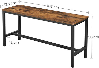 Dealsmate Set of 2 Table Benches Industrial Style Durable Metal Frame 108 x 32.5 x 50 cm Rustic Brown