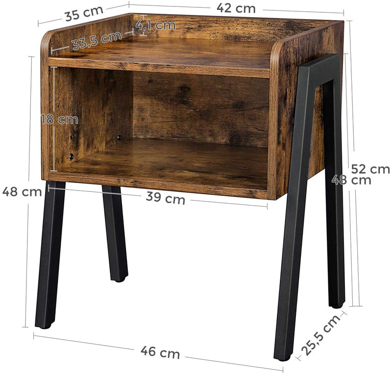 Dealsmate Vintage Nightstand Stackable End Table Wood Look Accent Furniture Metal Frame