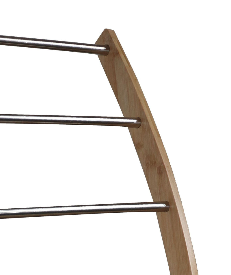 Dealsmate Bamboo Towel Bar Metal Holder Rack 3-Tier Freestanding and Bottom shelf for Bathroom