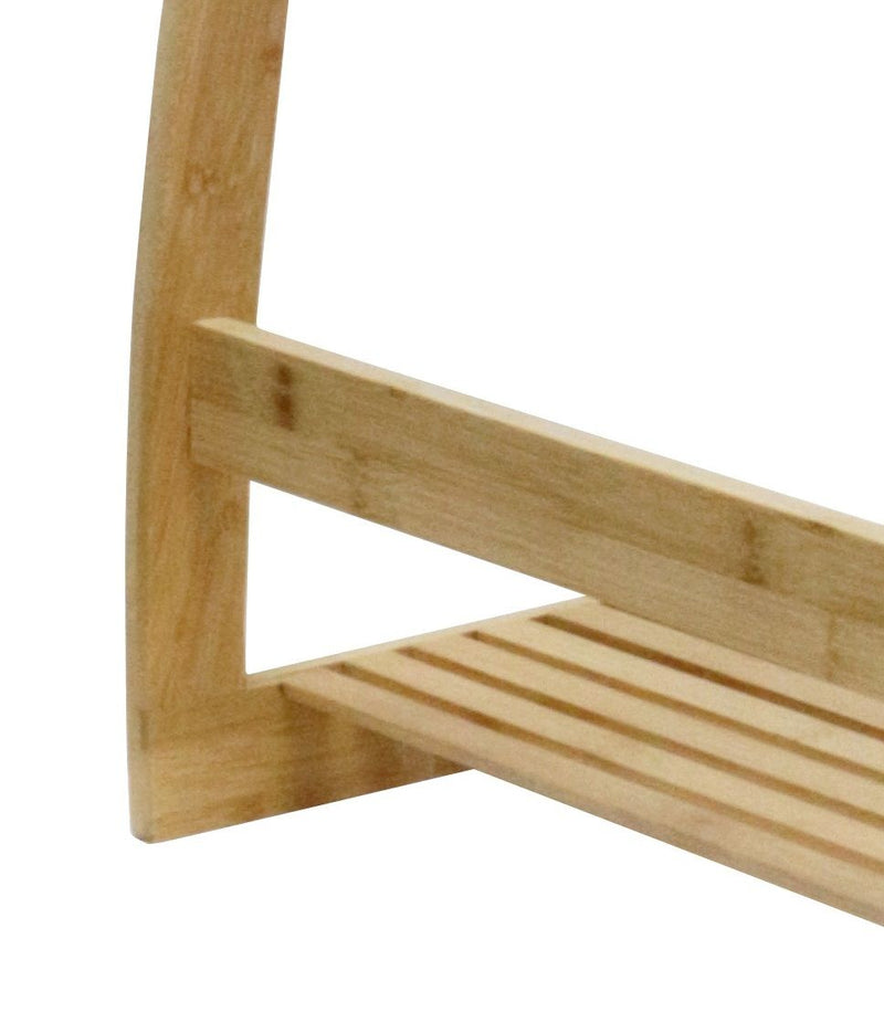 Dealsmate Bamboo Towel Bar Metal Holder Rack 3-Tier Freestanding and Bottom shelf for Bathroom