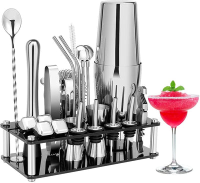 Dealsmate Cocktail Shaker Set Boston 23-Piece Stainless Steel and Professional Bar Tools for Drink Mixing