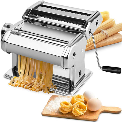 Dealsmate Pasta Maker Manual Steel Machine with 8 Adjustable Thickness Settings