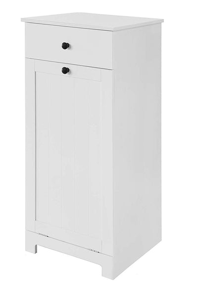 Dealsmate White Bathroom Cabinet with Laundry Basket and Drawer