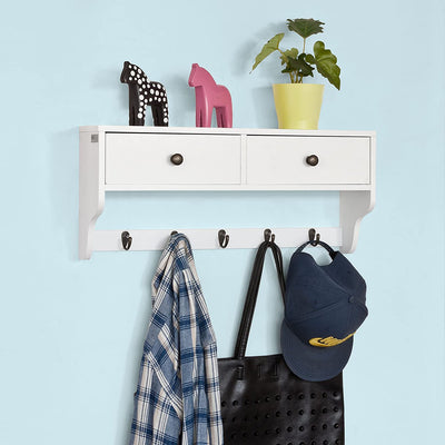 Dealsmate Wall Rack with 2 Drawers and 5 Hooks