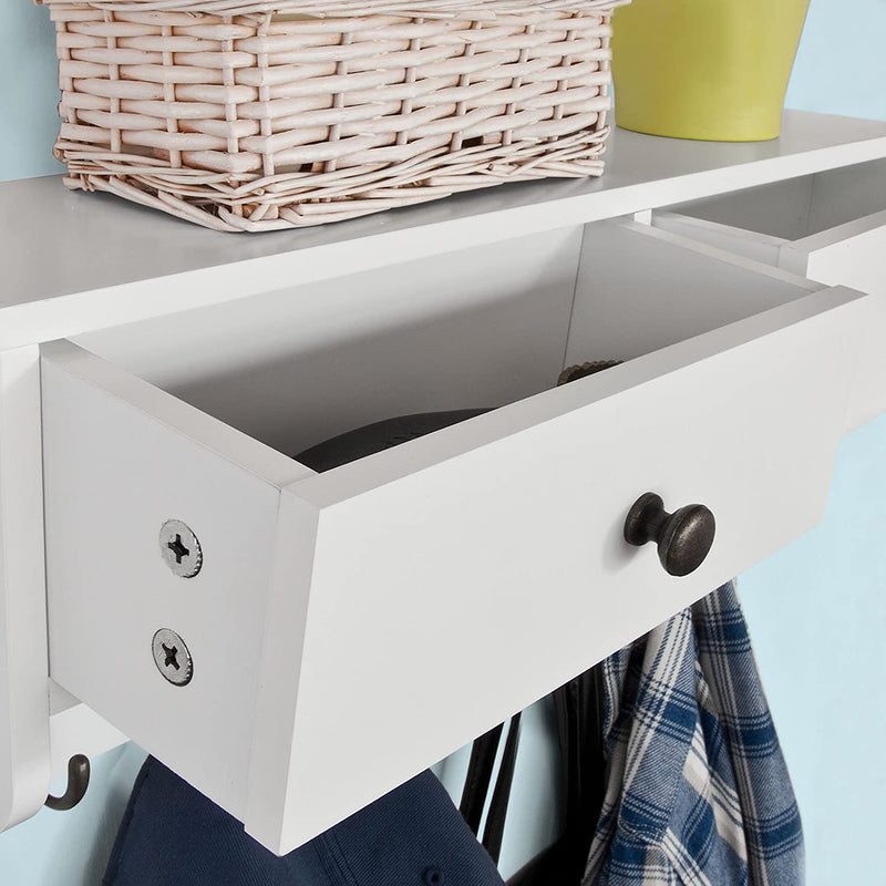 Dealsmate Wall Rack with 2 Drawers and 5 Hooks