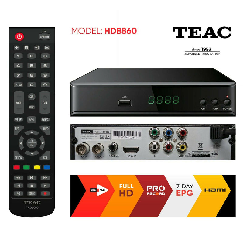 Dealsmate New Teac Full HD Digital TV Set Top Box DVB-T HDMI USB Recording